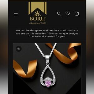 Boru Irish Claddagh Sterling Silver and Pink Pendant Necklaces